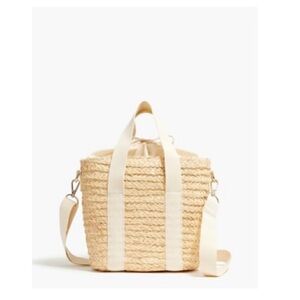 JCrew raffia straw tote with removable strap